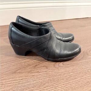 Clarks Black Leather Heeled Shoes